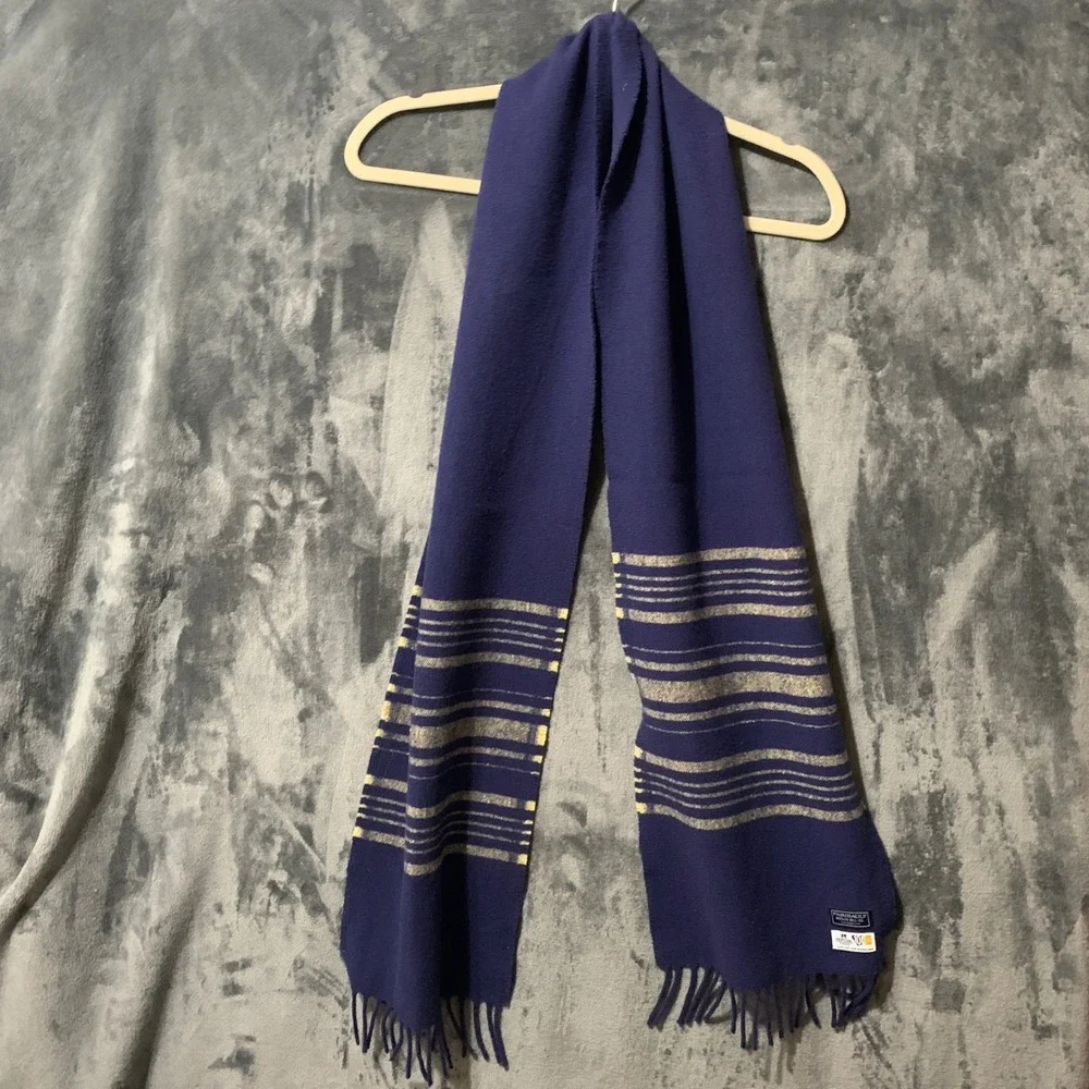 Montana State University Wool Scaft Navy Blue OS Unisex Faribault USA Made EUC